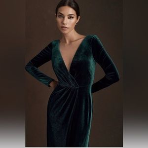 Anthropologie Jenny Yoo Ryland V-Neck Long-Sleeve Open-Back Stretch Size 2